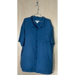 Island Peoples Button Down Shirt Short Sleeve Relaxed Fit Blue Mens Size XL